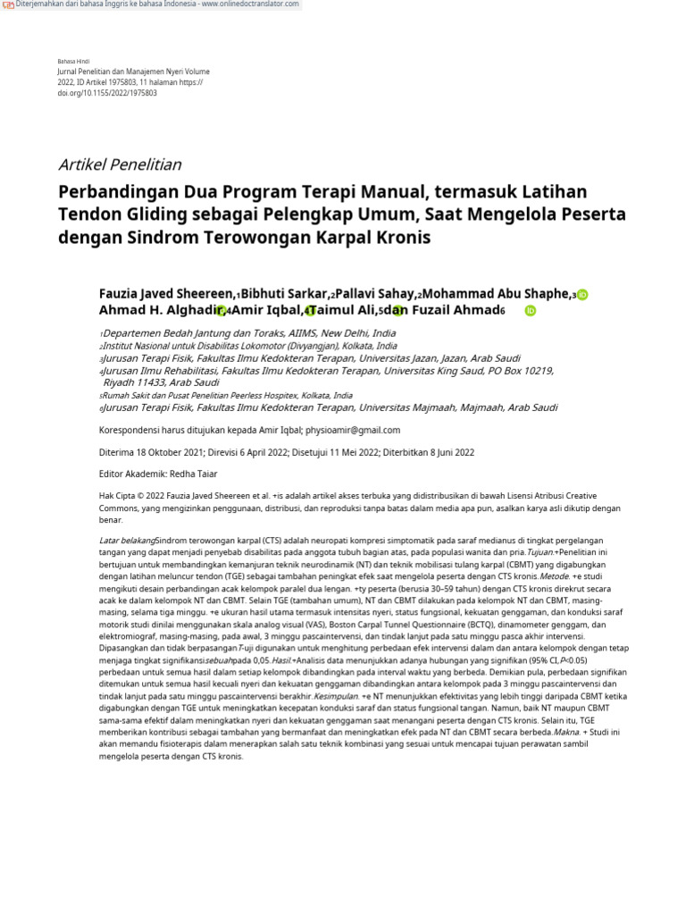 Perbandingan Terapi Manual untuk CTS | PDF