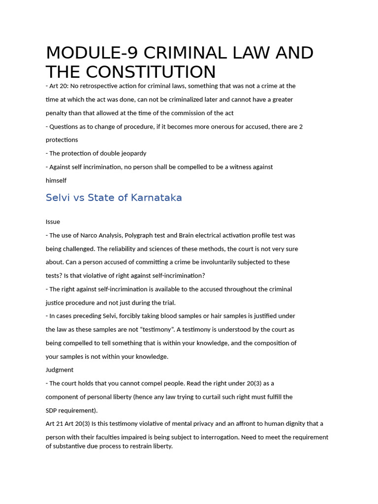Criminal Law and Constitutional Rights | PDF | Self Incrimination ...