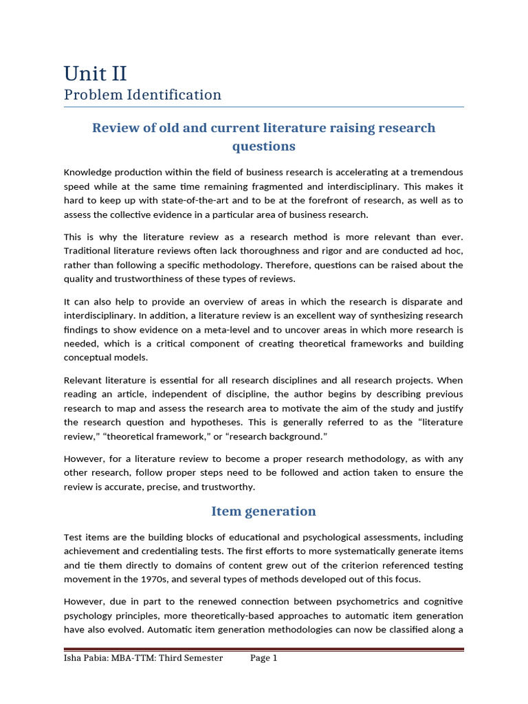 Literature Review and Scale Development Insights | PDF | Sampling ...