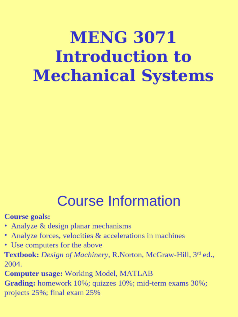 Mechanical Systems Kinematics Overview | PDF | Machines | Kinematics