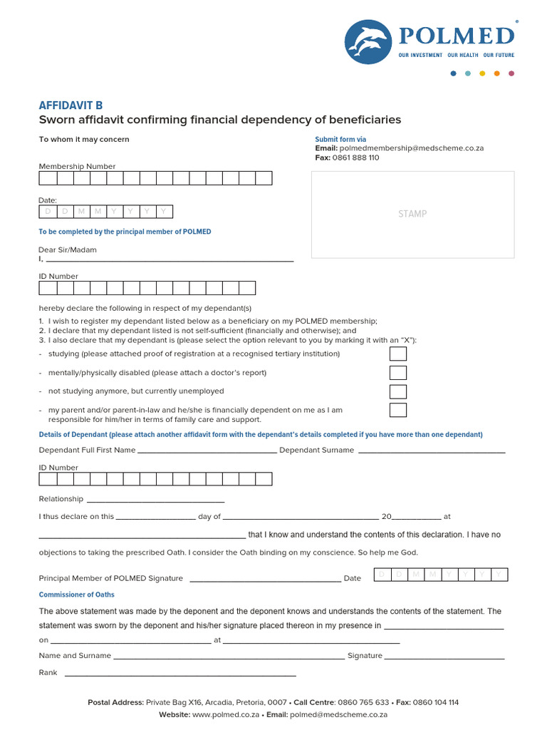 Affidavit for POLMED Dependants | PDF | Affidavit