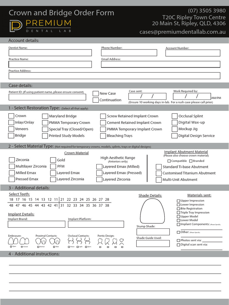 Fixed and Digital Lab Prescription Form | PDF | Dental Implant ...