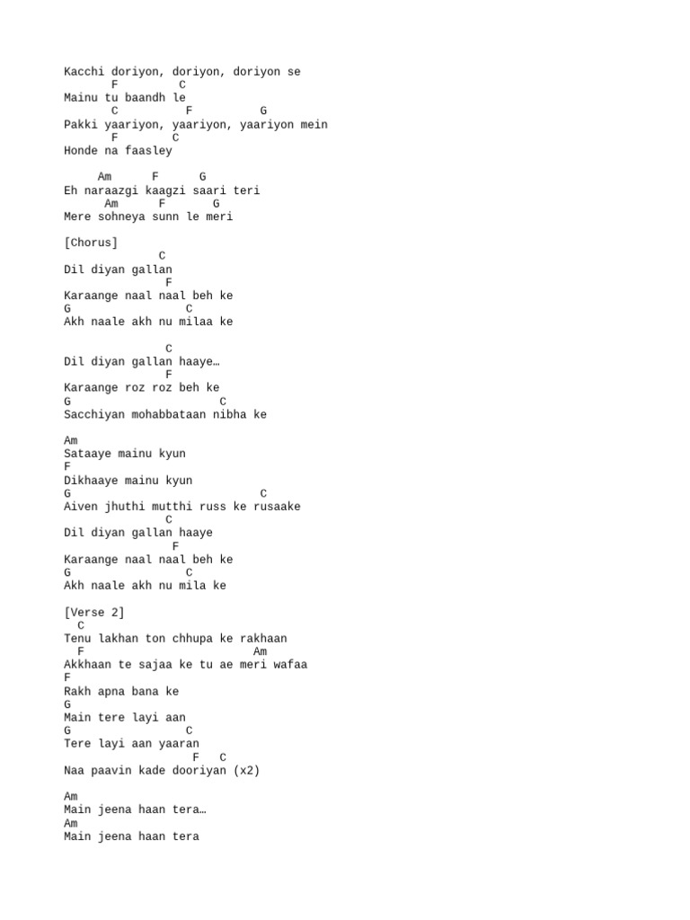Dil Diyan Gallan Lyrics Analysis | PDF