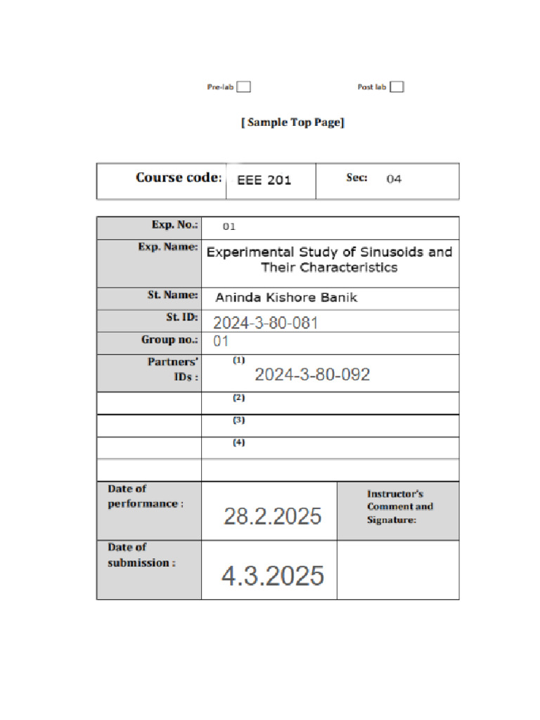 Experiment 01 EEE 201 Spring 25 | PDF | Electrical Impedance | Amplitude