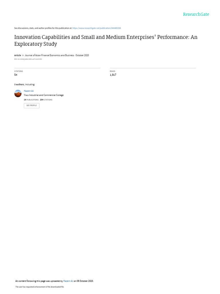 Innovation Capabilities in SMEs' Performance | PDF | Innovation | Marketing