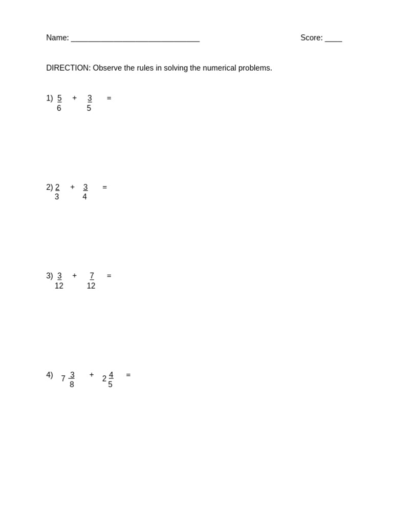 Basic Addition Practice Worksheet | PDF
