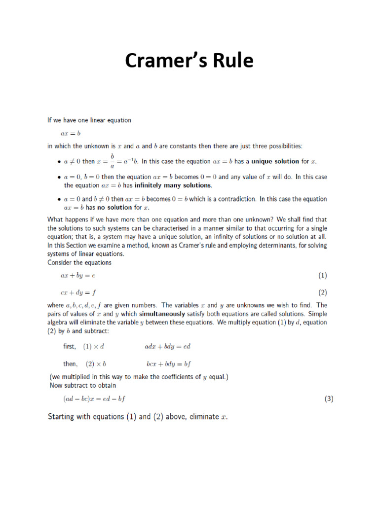 Cramers Rule | PDF