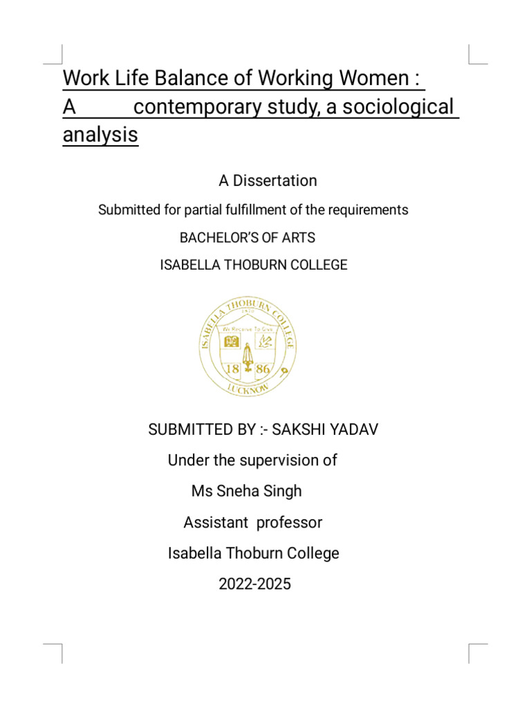 Work Life Balance of Working Women-2 | PDF | Family | Parental Leave