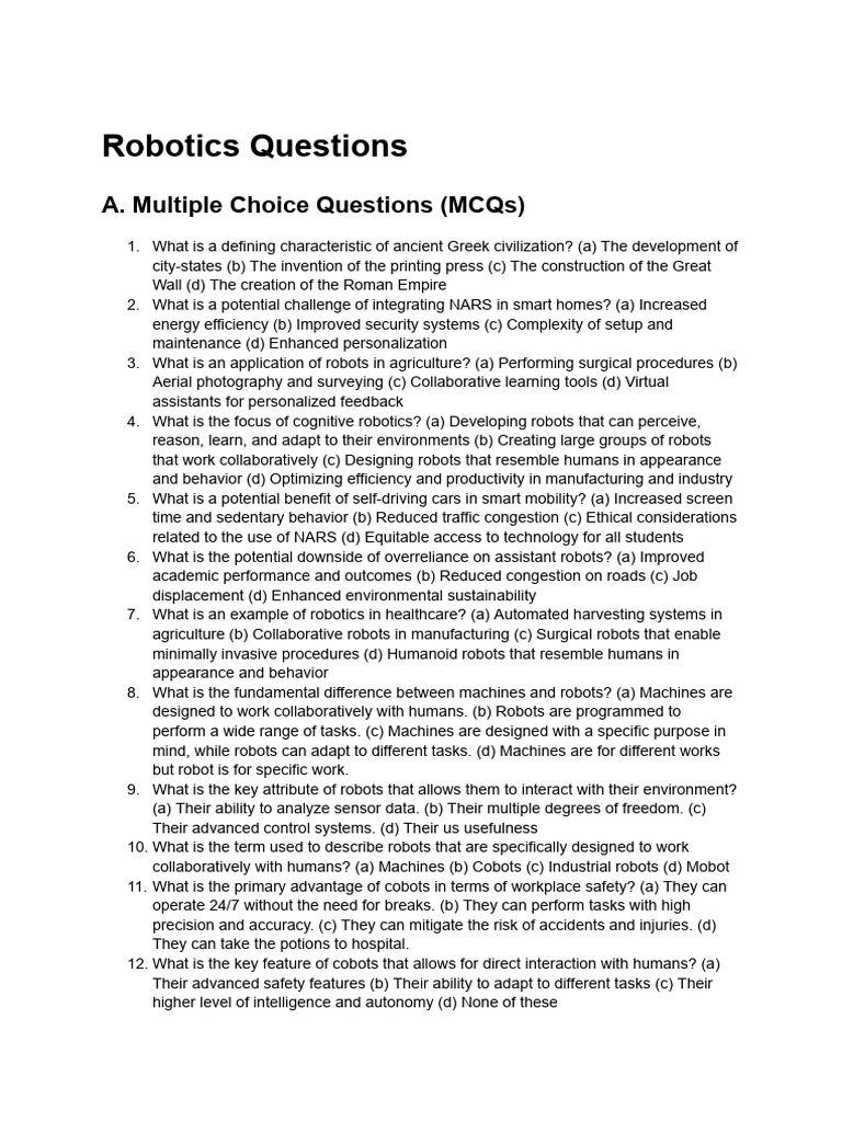 Class 10 Robotics Questions and Answers | PDF | Robotics | Actuator