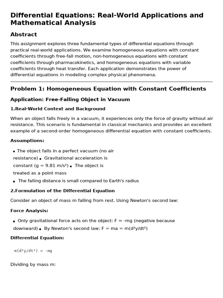 Differential Equations - Real-World Applications and Mathematical ...