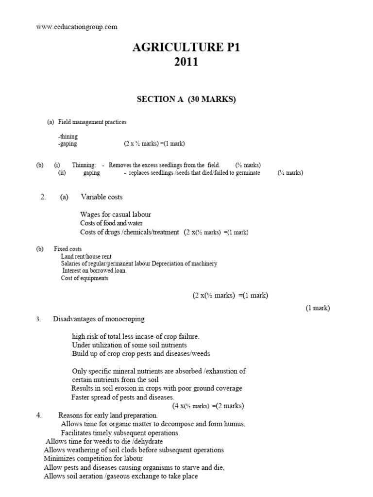 KCSE 2011 Agriculture Paper 1 Guide | PDF | Soil | Surface Runoff