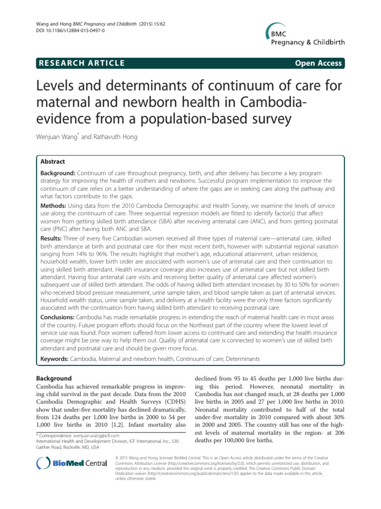 Maternal Health Care in Cambodia: Gaps & Factors | PDF | Childbirth ...