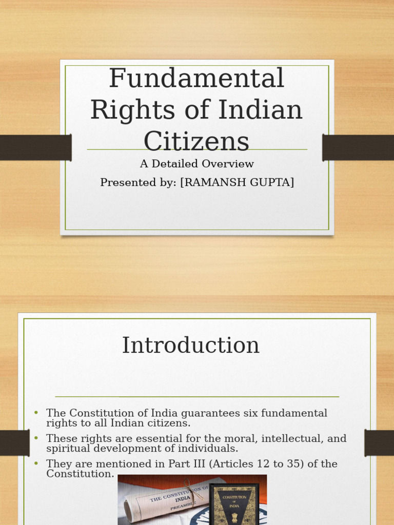 Fundamental Rights of Indian Citizens: A Detailed Overview Presented By ...