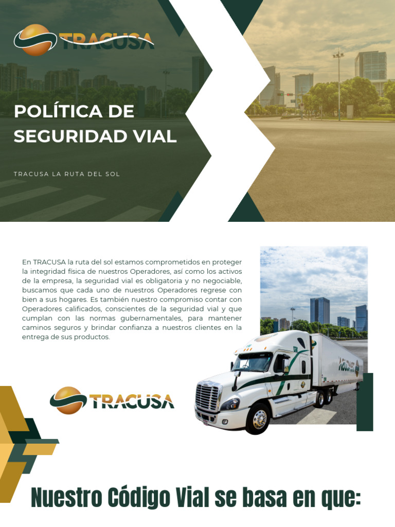Política de Seguridad Vial en TRACUSA | PDF | Seguridad vial | La carretera