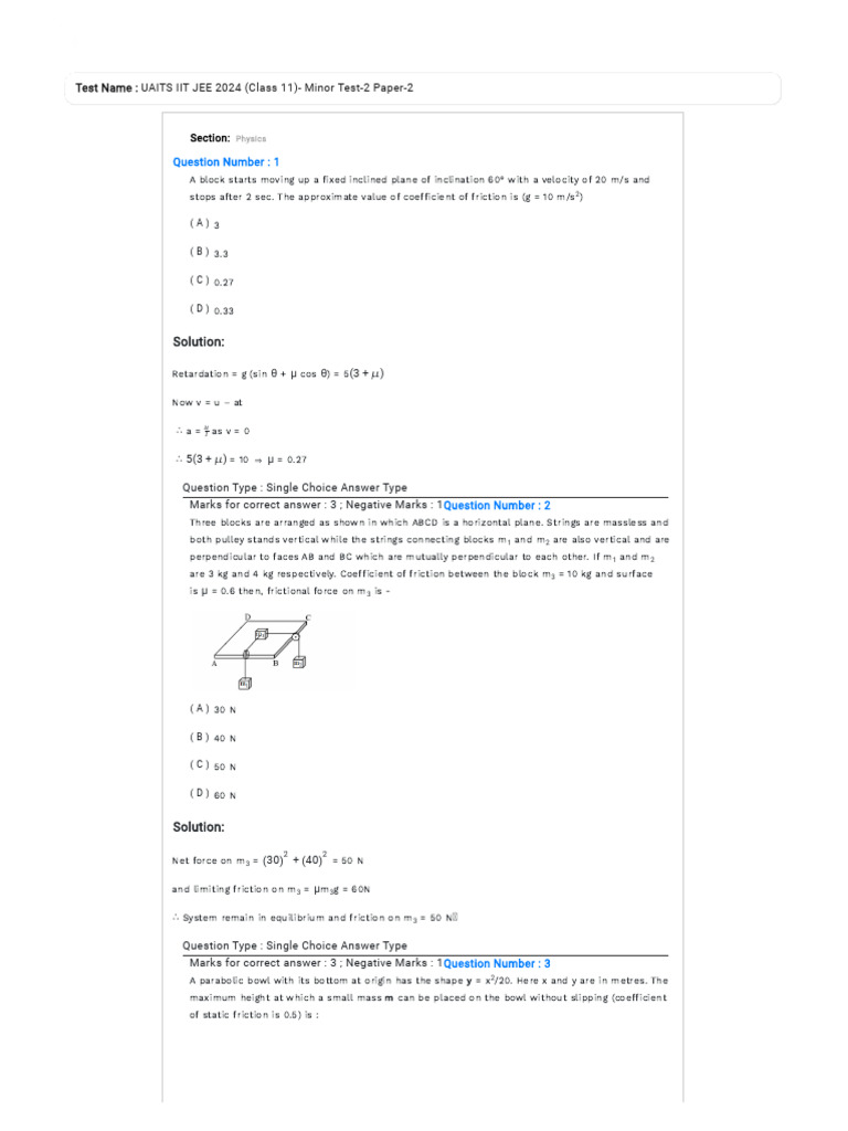 Unacademy All India Mock Tests | PDF | Gases | Force