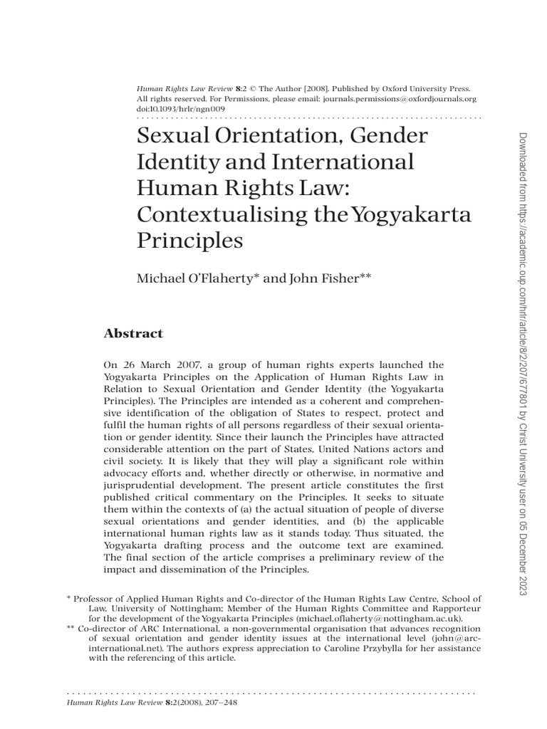 Sexual Orientation, Gender Identity and International Human Rights Law ...