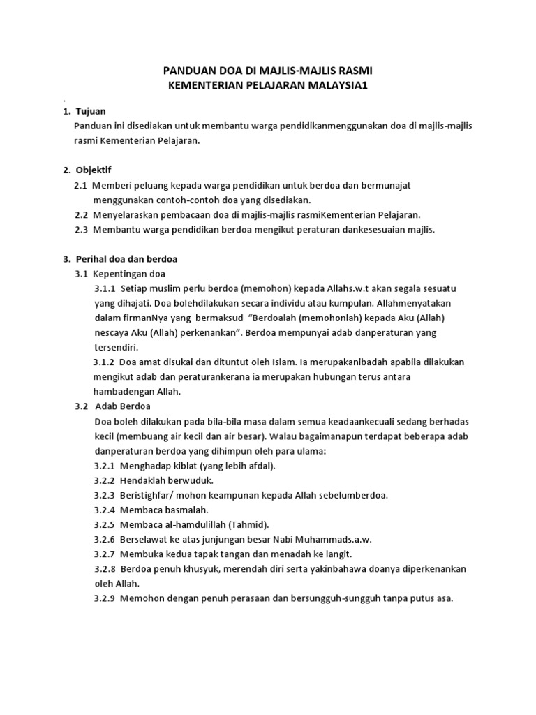 Panduan Doa untuk Majlis Rasmi Pendidikan | PDF | Agama & Spiritualitas