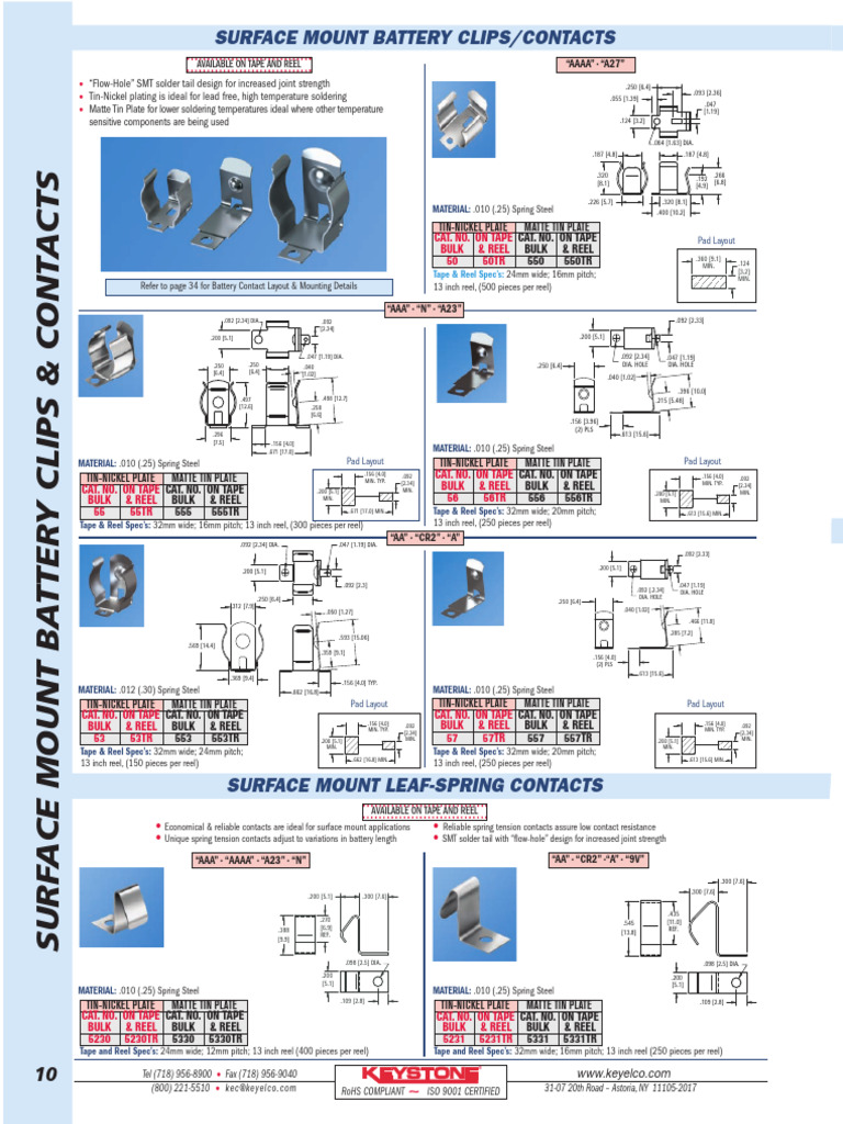 Surface Mount Battery Clips Specs | PDF | Secondary Sector Of The ...