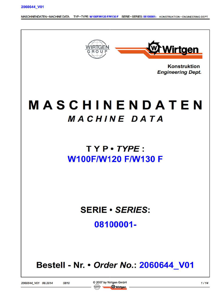 Machine Data SERIE 0810. | PDF