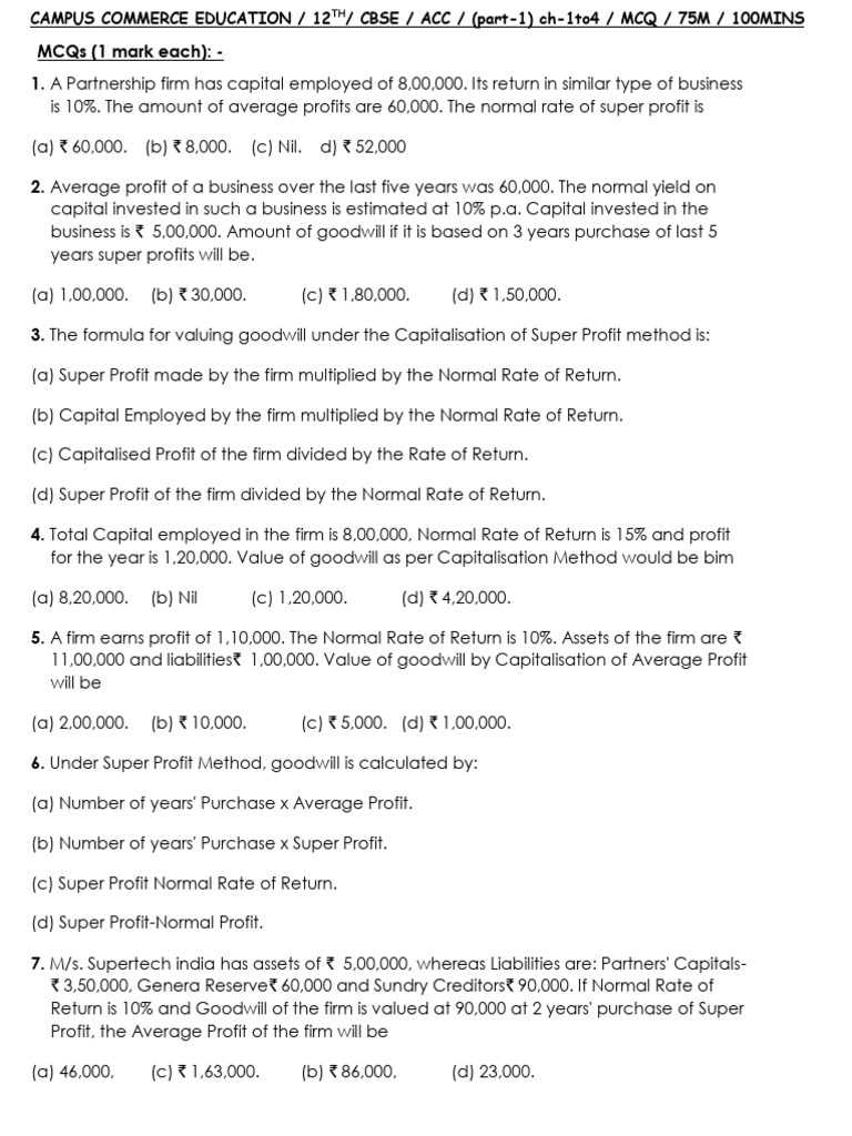 Mcqs Paper 2 | PDF | Debits And Credits | Goodwill (Accounting)