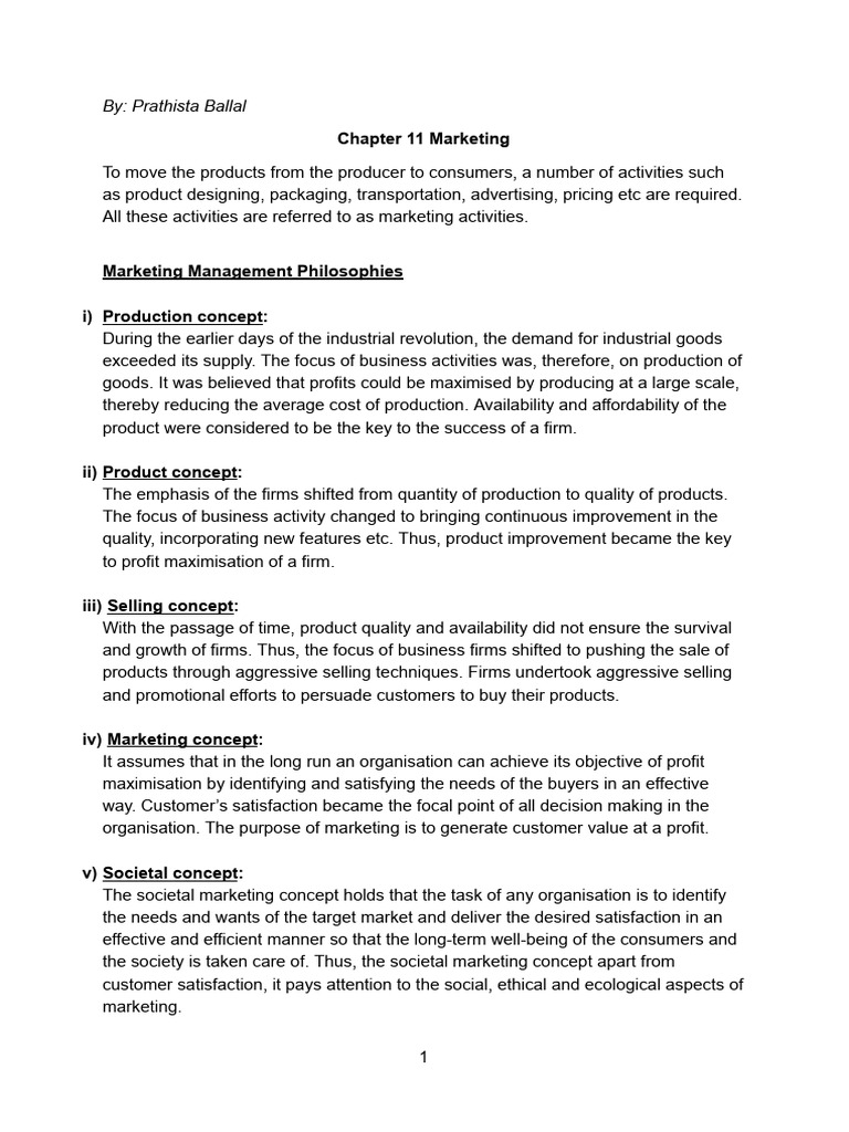 Marketing Management Concepts Explained | PDF | Marketing | Sales