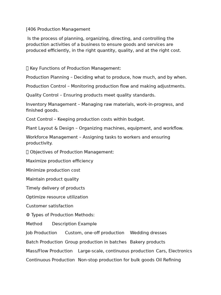 Production Management Essentials Guide | PDF | Quality Management ...