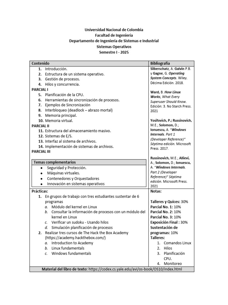 Programa 2025 I | PDF | Hilo (Computación) | Sistema operativo