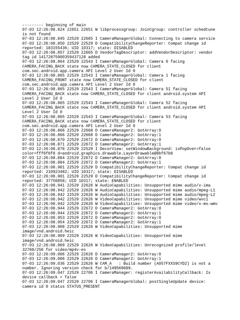 Camera State and Compatibility Logs | PDF | Unix | Software Engineering