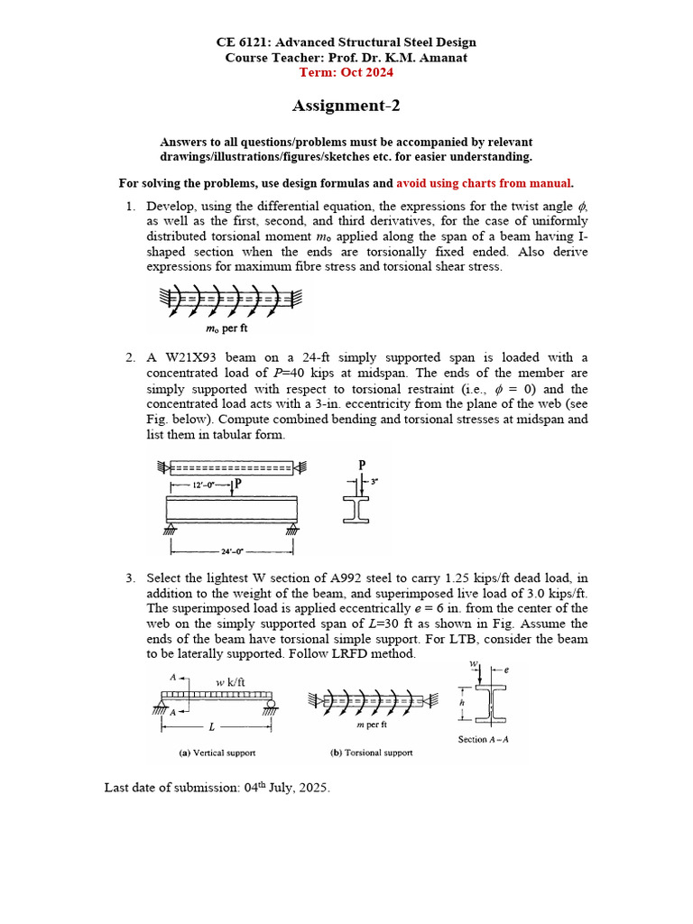 Advanced Steel Design Assignment 2 | PDF