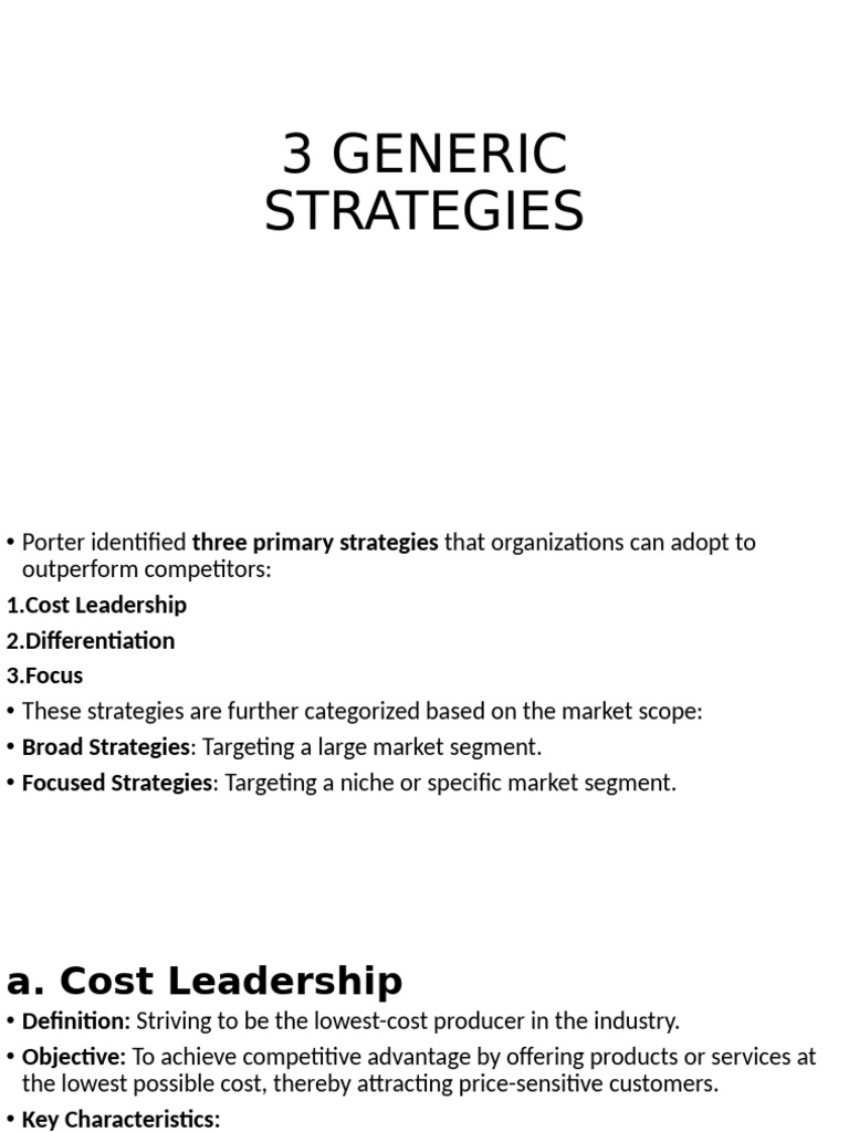 Porter's Three Generic Strategies Explained | PDF | Supply Chain ...