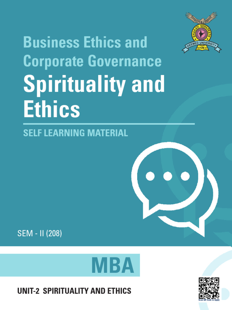 MBA Business Ethics and Corporate Goverance Unit 2 Spirituality and ...