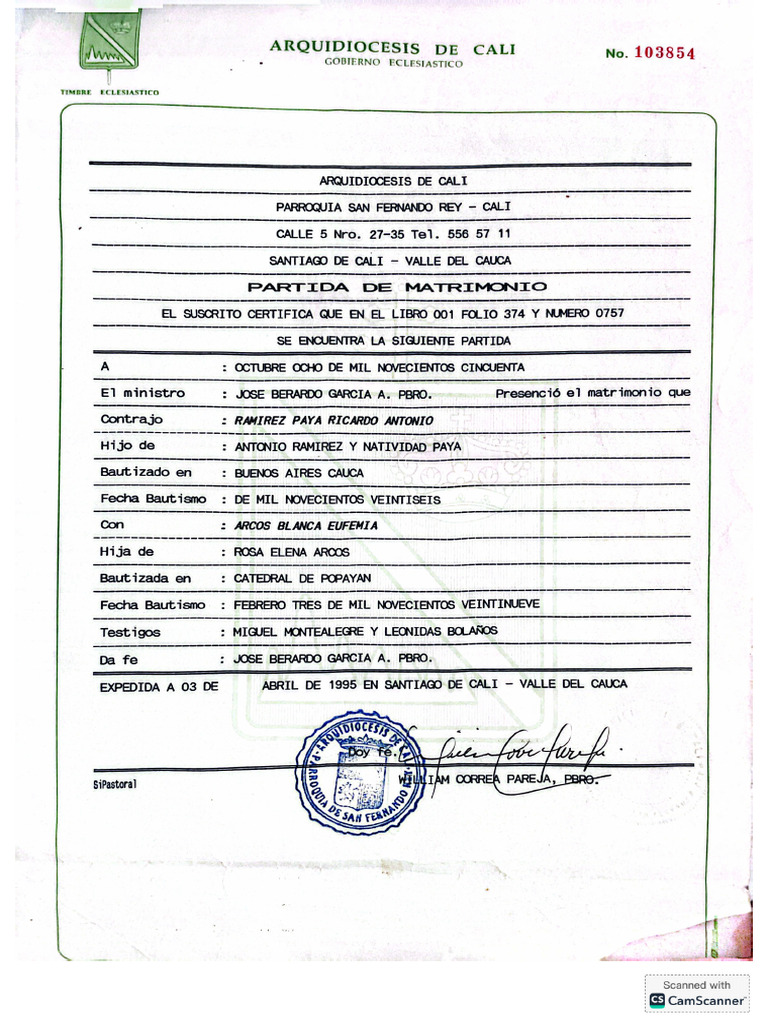 Partida de Matrimonio | PDF