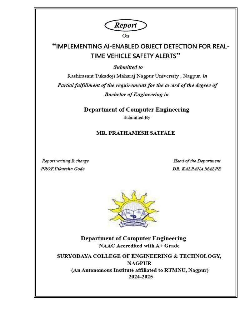AI Object Detection for Vehicle Safety Alerts | PDF | Artificial ...