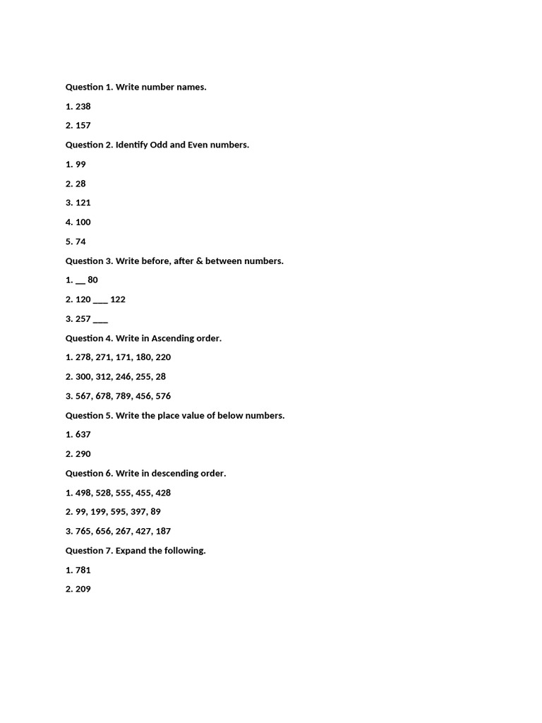 Number Concepts and Exercises Guide | PDF
