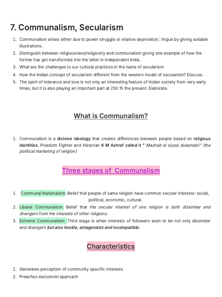 Communalism vs Secularism in India | PDF | Secularism | Partition Of India