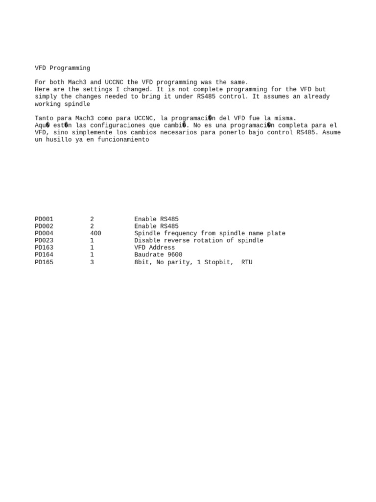 VFD RS485 Programming for Mach3 & UCCNC | PDF