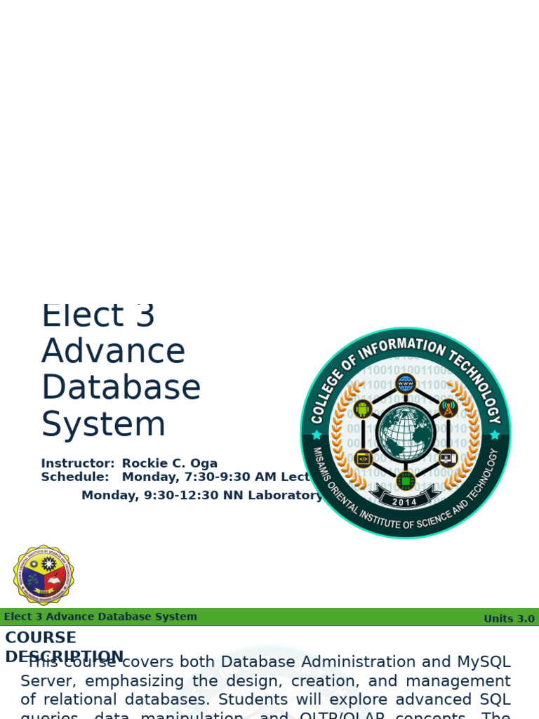 Advanced Database Systems Course Overview | PDF | Data Warehouse ...
