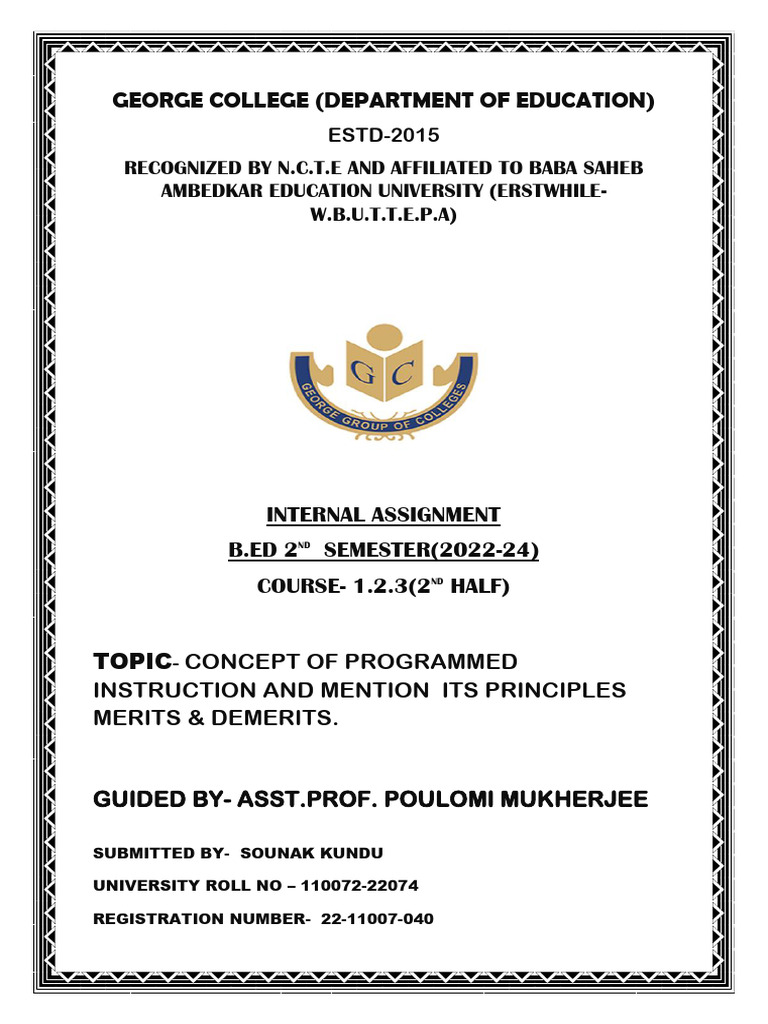 2nd Sem Assignment Cover Pages | PDF