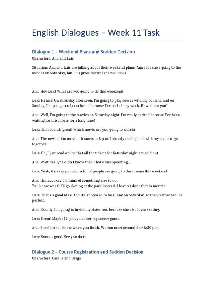 English Dialogues Week11 | PDF