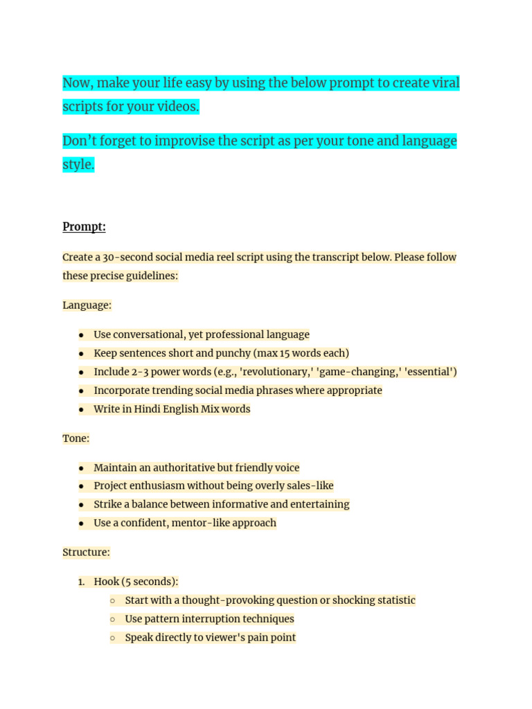 Viral Reel Script Creation Guide | PDF