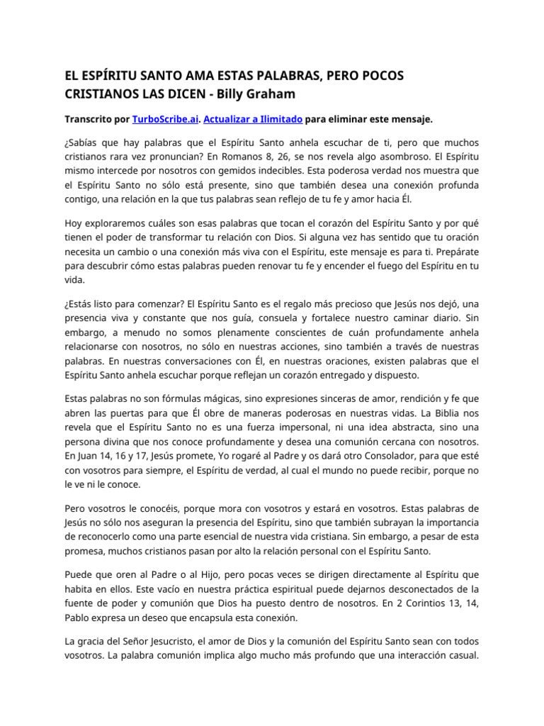 Palabras que el Espíritu Santo Ama | PDF | espíritu Santo | eucaristía