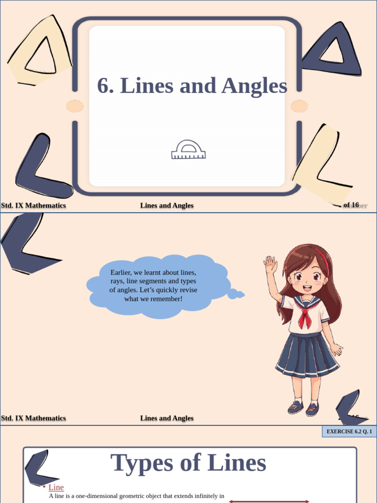 PPT1 CB IX Math Lines and Angles | PDF | Line (Geometry) | Angle