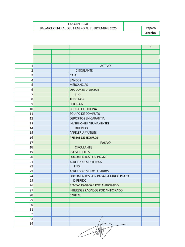 Balance General 2025 de Empresas Comerciales | PDF | Hoja de balance ...