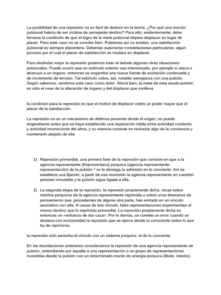 La represión en Freud: un análisis 1915 | PDF | Psicoanálisis | Teoría ...