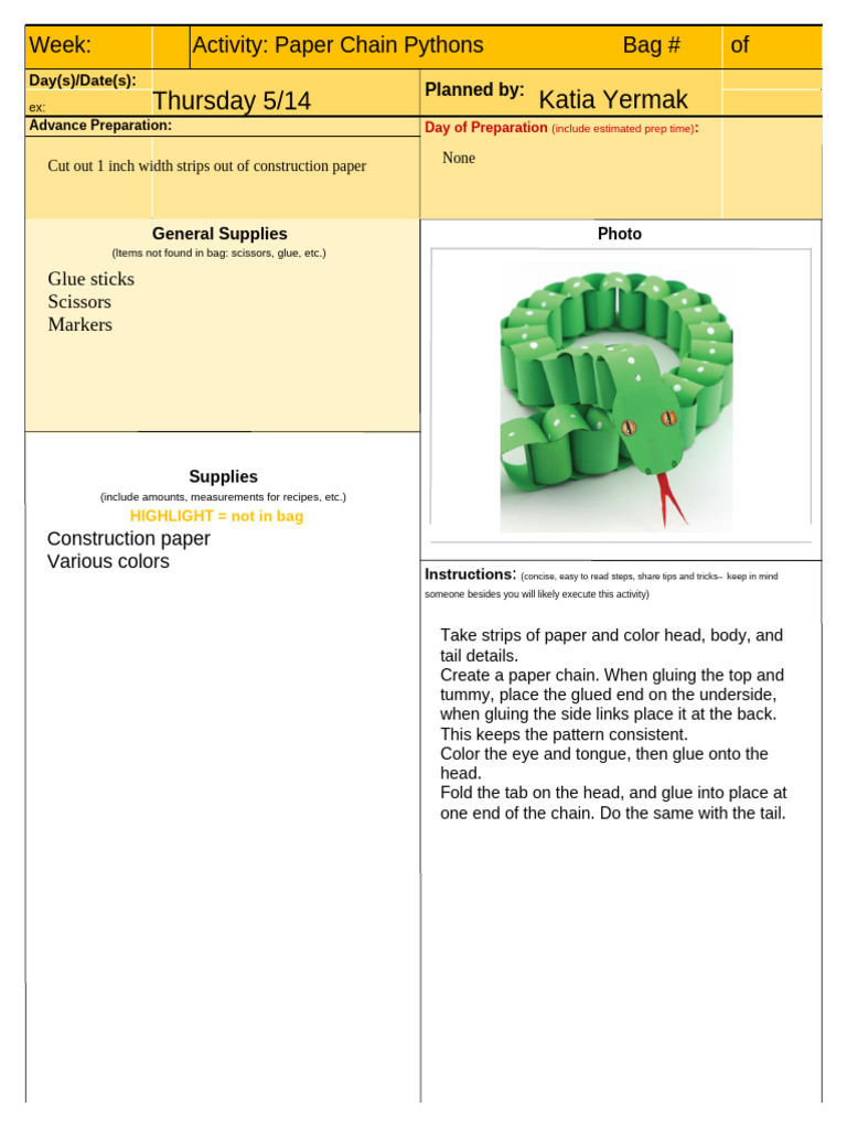 Paper Chain Pythons | PDF