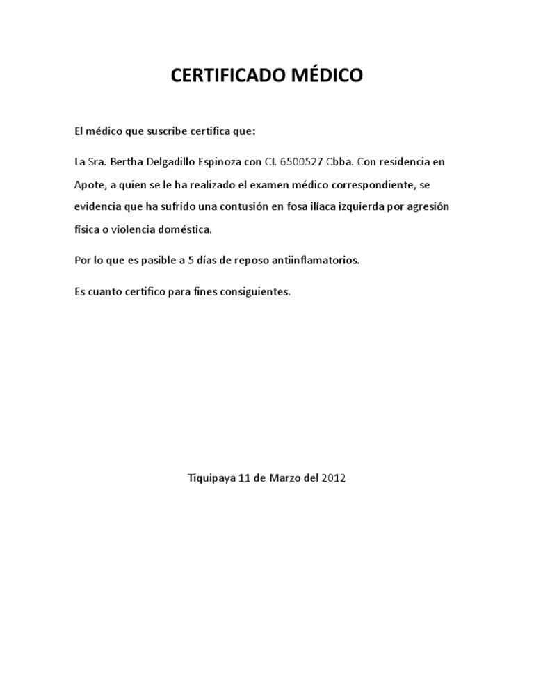 CERTIFICADO MÉDICO