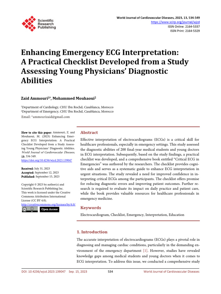 Emergency ECG Interpretation Checklist | PDF | Electrocardiography ...