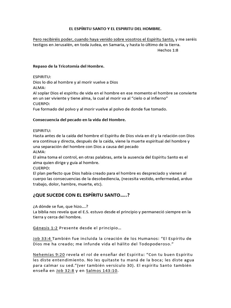 El Espíritu Santo y El Espiritu Del Hombre | PDF | espíritu Santo ...