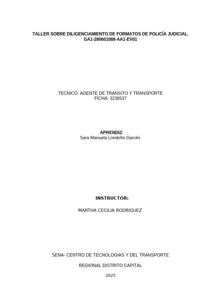 Taller de Formatos de Policía Judicial | PDF | Policía