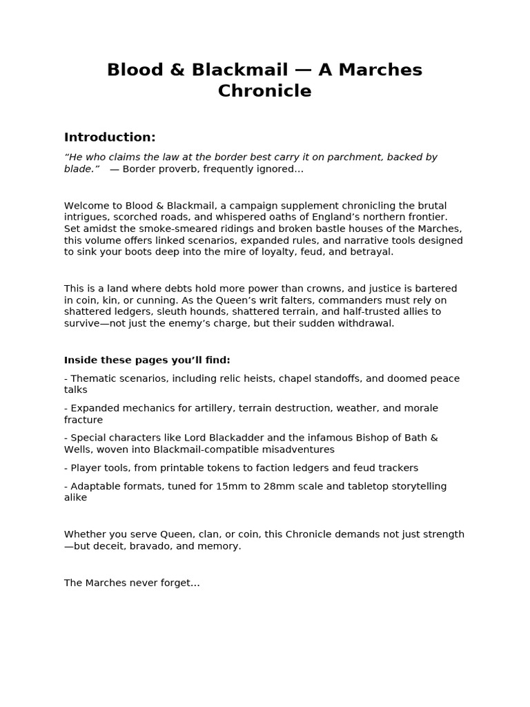 Blood & Blackmail Marches Campaign Guide PDF